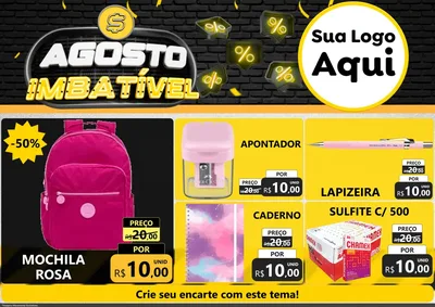 Modelo de Encarte para Encarte A4 Horizontal com o tema Agosto Imbatível para Papelaria