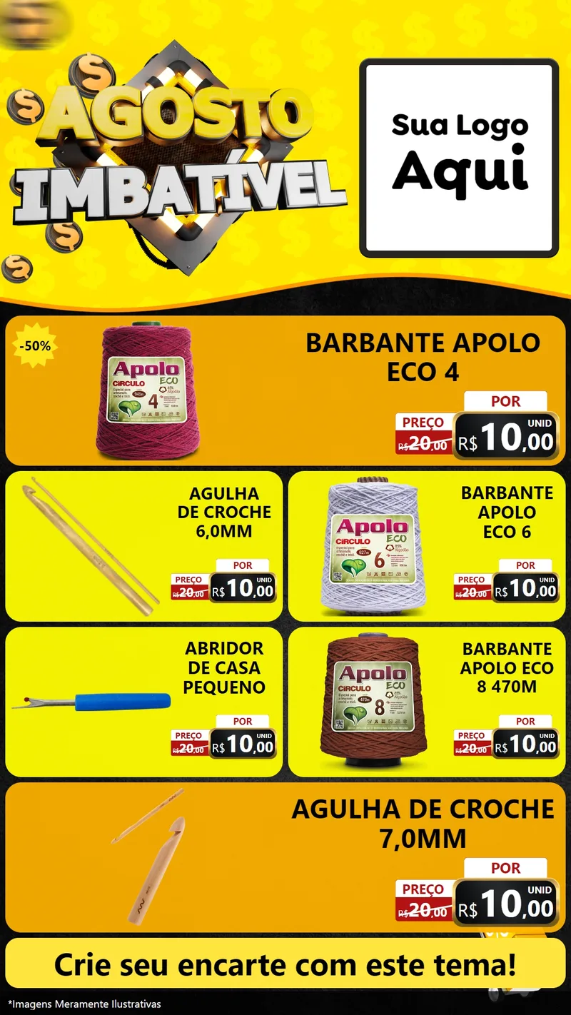 Modelo de TV para TV Vertical com o tema Agosto Imbatível para Armarinho e Aviamentos