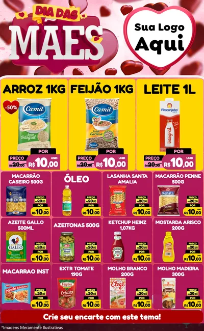 Modelo de Encarte para Encarte Grande com o tema Dia Das Mães para Supermercado