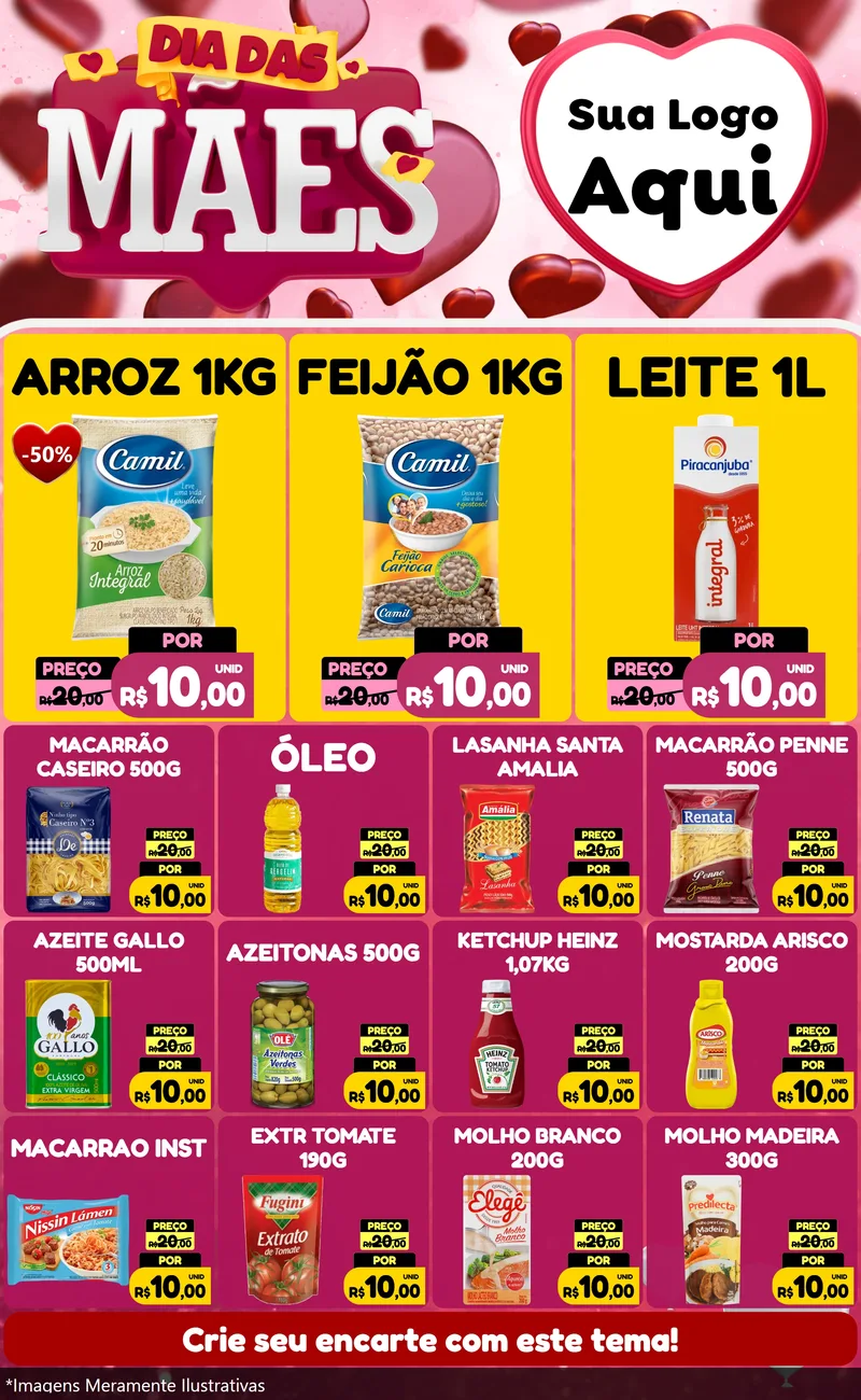 Modelo de Encarte para Encarte Grande com o tema Dia Das Mães para Supermercado