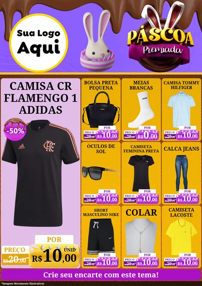 Modelo de Encarte para Encarte A4 Vertical com o tema Páscoa Premiada para Roupas e acessórios