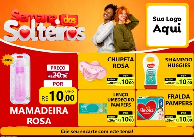 Modelo de Encarte para Encarte A4 Horizontal com o tema Semana dos Solteiros para Bebês