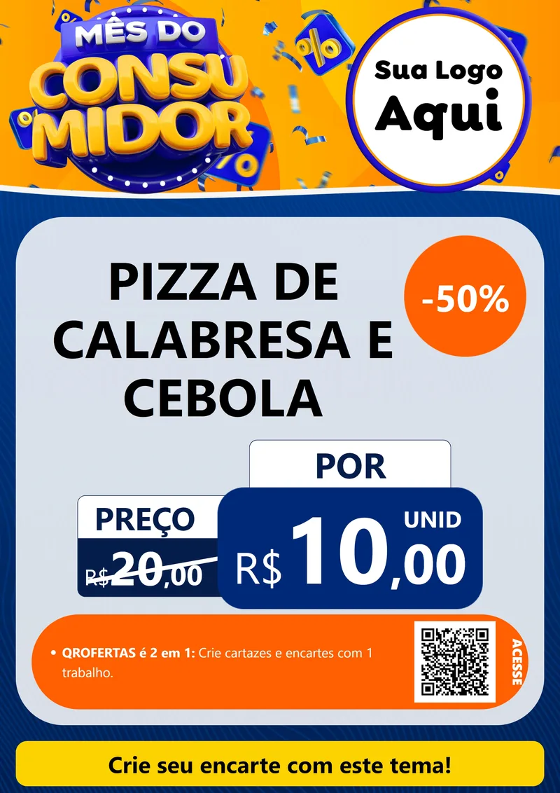 Modelo de Cartaz para Cartaz A4 Vertical com o tema Mês do Consumidor para Pizzaria