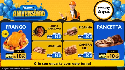 Modelo de TV para TV Horizontal com o tema Semana de Aniversário para Assados