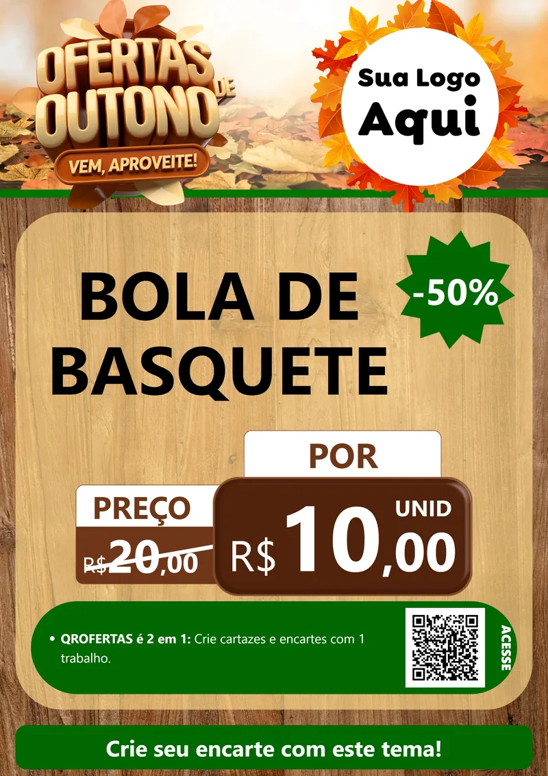 Modelo de Cartaz para Cartaz A4 Vertical com o tema Ofertas de Outono - Vem, Aproveite! para Artigos Esportivos