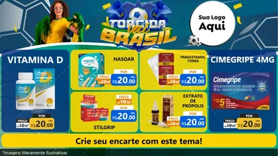 Modelo de TV para TV Horizontal com o tema Torcida Vai Brasil - Copa para Farmácia