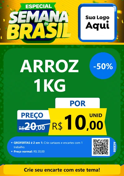 Modelo de Cartaz para Cartaz A4 Vertical com o tema Especial Semana do Brasil para Supermercado