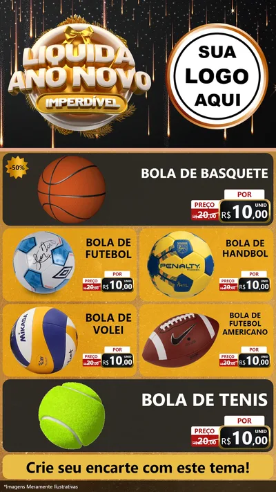 Modelo de TV para TV Vertical com o tema Liquida Ano Novo Imperdível para Artigos Esportivos