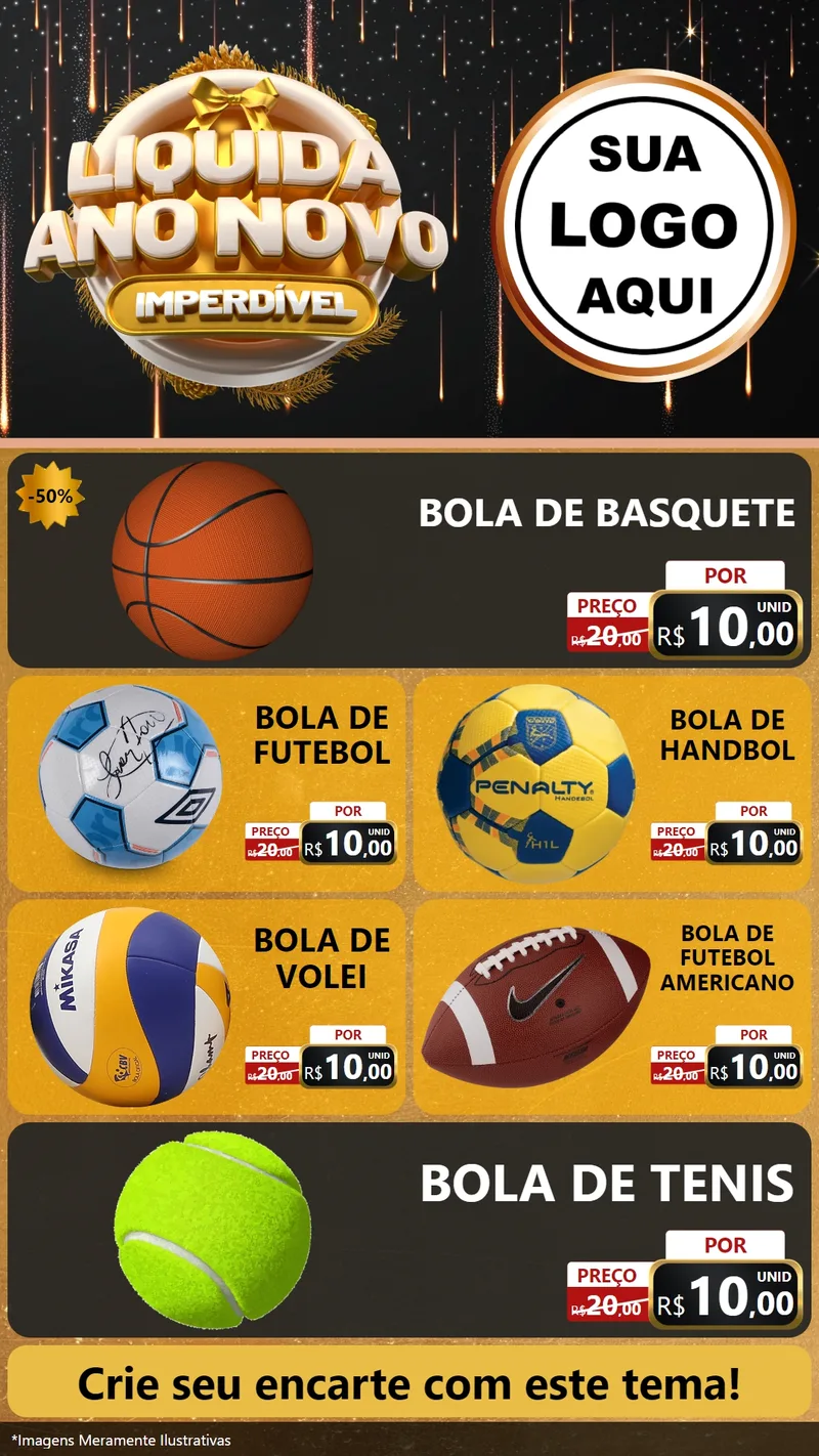 Modelo de TV para TV Vertical com o tema Liquida Ano Novo Imperdível para Artigos Esportivos