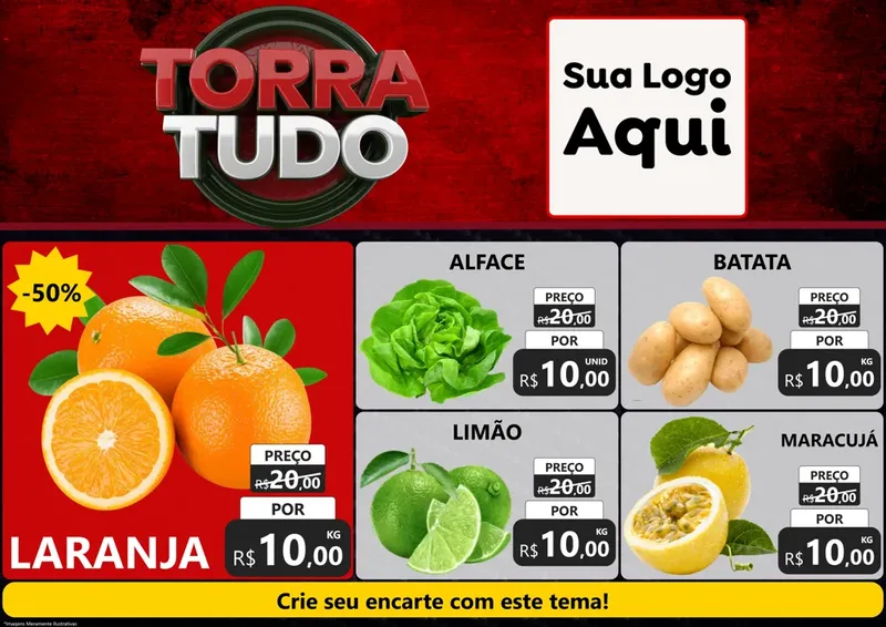 Modelo de Encarte para Encarte A4 Horizontal com o tema Torra Tudo para Hortifrúti