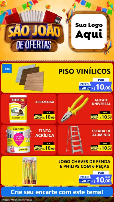 Modelo de TV para TV Vertical com o tema São João de Ofertas para Material para Construção