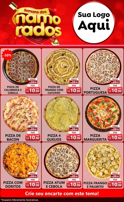 Modelo de Encarte para Encarte Grande com o tema Semana dos namorados para Pizzaria