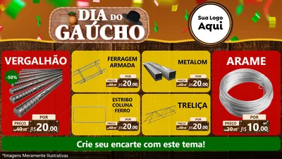Modelo de TV para TV Horizontal com o tema Dia do Gaúcho para Ferragens