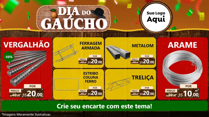 Modelo de TV para TV Horizontal com o tema Dia do Gaúcho para Ferragens
