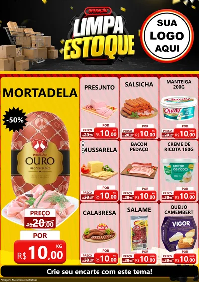 Modelo de Encarte para Encarte A4 Vertical com o tema Operação Limpa Estoque para Frios e Laticínios