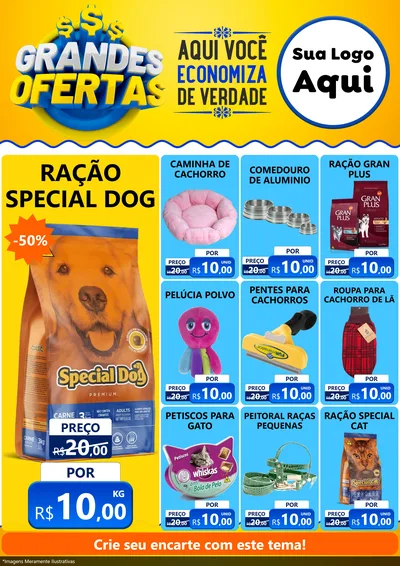 Modelo de Encarte para Encarte A4 Vertical com o tema Grandes Ofertas para Pet Shop