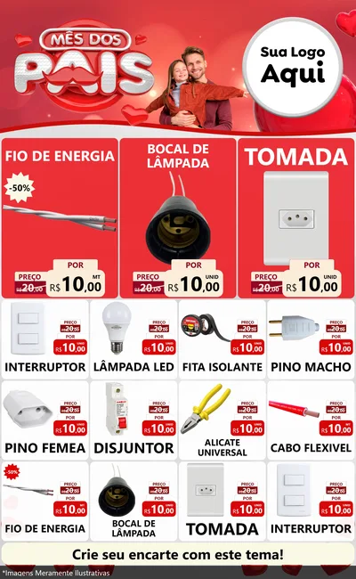 Modelo de Encarte para Encarte Grande com o tema Mês dos Pais para Materiais Elétricos