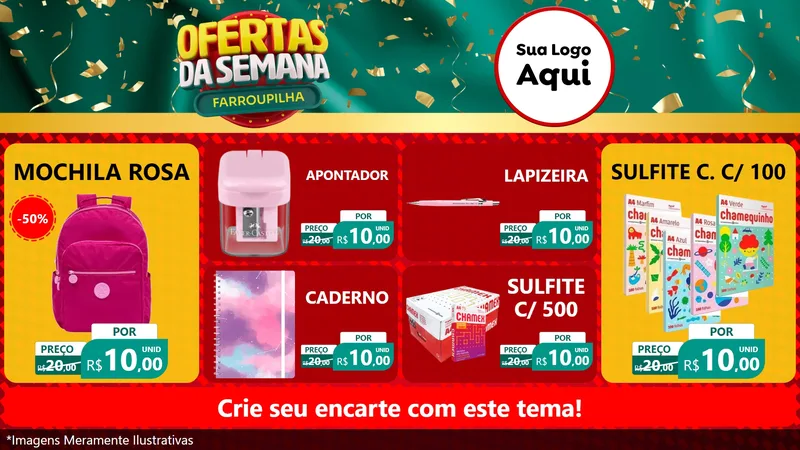 Modelo de TV para TV Horizontal com o tema Ofertas da Semana Farroupilha para Papelaria