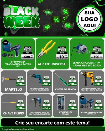 Modelo de Rede Social para Feed Instagram com o tema Black Week para Maquinas e Ferramentas
