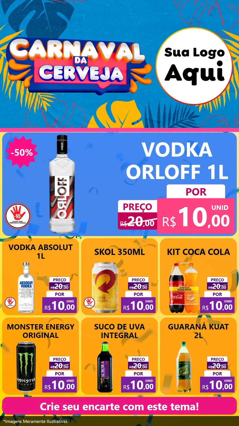 Modelo de Rede Social para Stories com o tema Carnaval da Cerveja para Distribuidora de bebidas