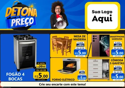 Modelo de Encarte para Encarte A4 Horizontal com o tema Detona Preços para Móveis e Eletro