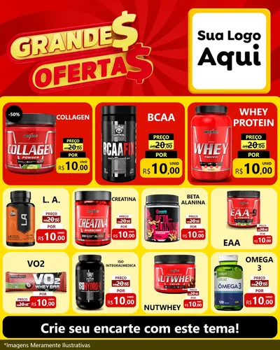 Modelo de Rede Social para Feed Instagram com o tema Grandes Ofertas para Suplementos alimentares