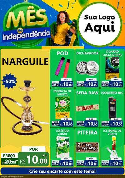 Modelo de Encarte para Encarte A4 Vertical com o tema Mês da Independência para Tabacaria
