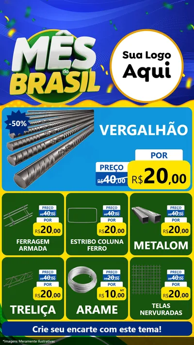 Modelo de Rede Social para Stories com o tema Mês do Brasil para Ferragens
