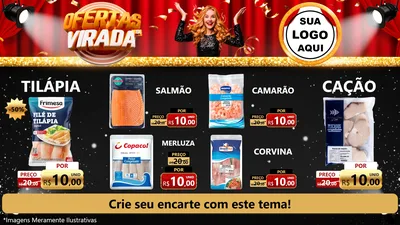 Modelo de TV para TV Horizontal com o tema Ofertas da Virada para Peixaria