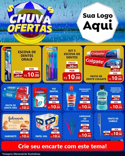 Modelo de Rede Social para Feed Instagram com o tema Chuva de Ofertas para Higiene Pessoal