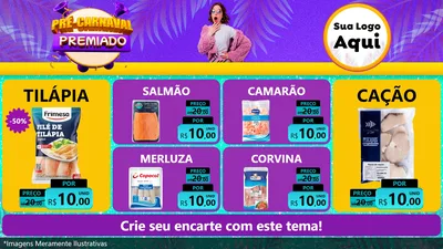 Modelo de TV para TV Horizontal com o tema Pré-Carnaval Premiado para Peixaria