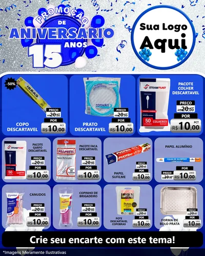 Modelo de Rede Social para Feed Instagram com o tema Promoção de Aniversário - 15 Anos para Embalagens