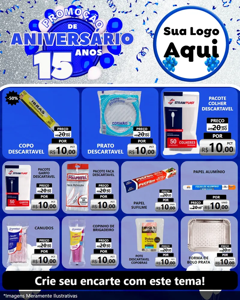 Modelo de Rede Social para Feed Instagram com o tema Promoção de Aniversário - 15 Anos para Embalagens