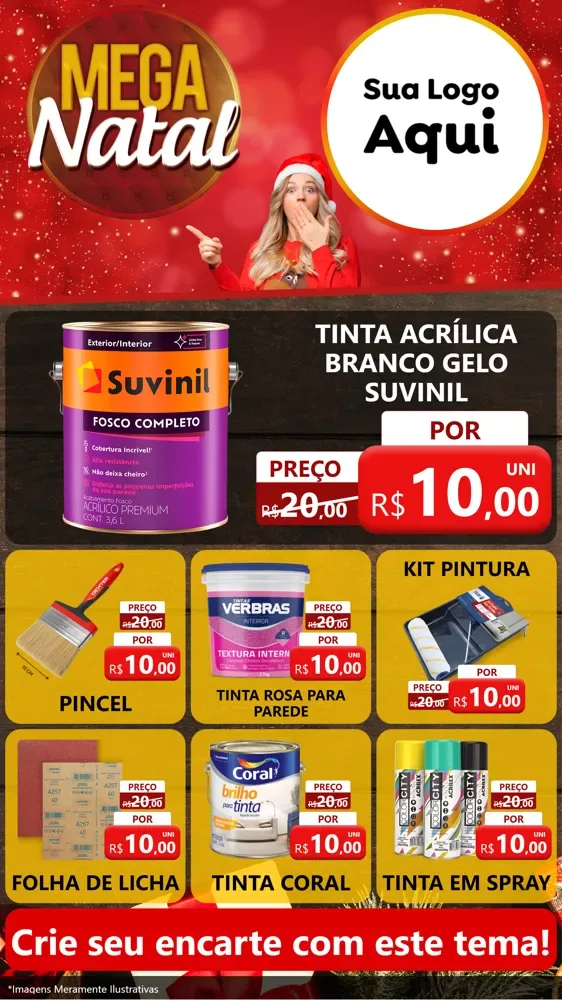 Modelo de Rede Social para Stories com o tema Mega Natal para Tintas e Ferramentas