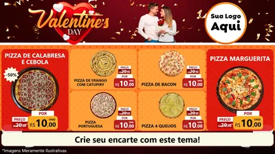 Modelo de TV para TV Horizontal com o tema Valentine's Day para Pizzaria