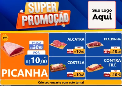Modelo de Encarte para Encarte A4 Horizontal com o tema Super Promoção para Açougue