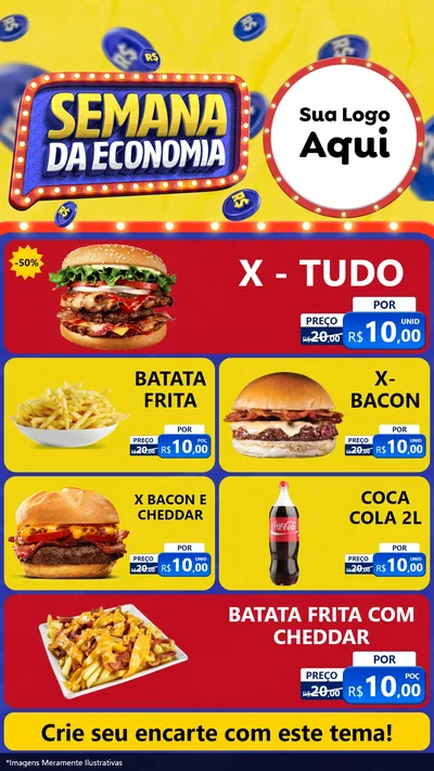 Modelo de TV para TV Vertical com o tema Semana da Economia para Hamburgueria