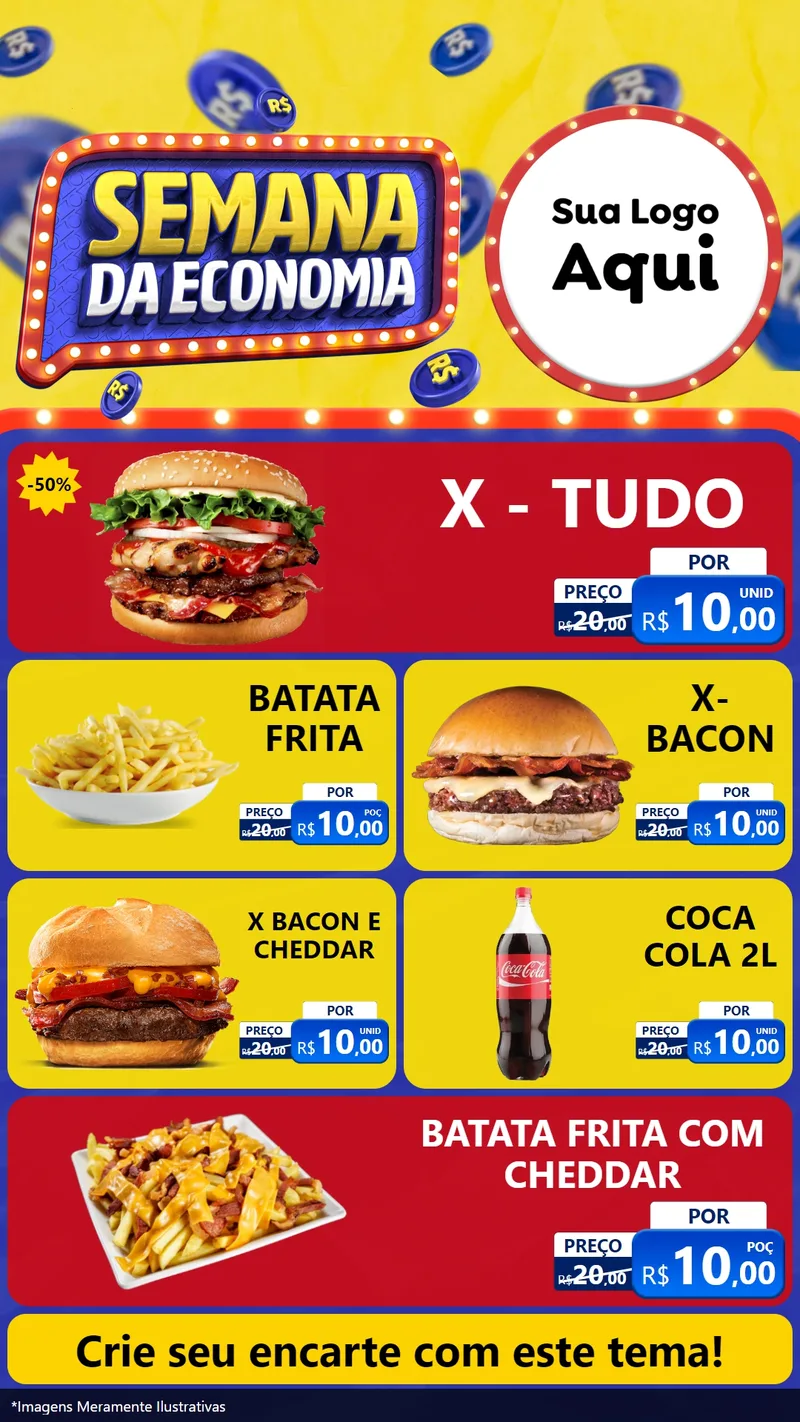 Modelo de TV para TV Vertical com o tema Semana da Economia para Hamburgueria