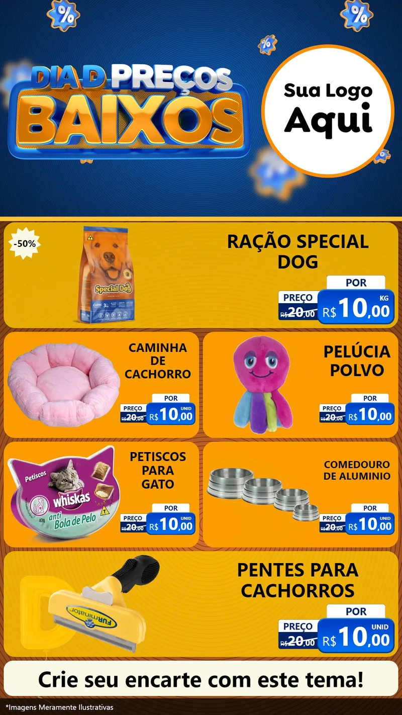 Modelo de TV para TV Vertical com o tema Dia D Preço Baixo para Pet Shop