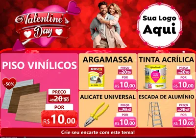 Modelo de Encarte para Encarte A4 Horizontal com o tema Valentine's Day para Material para Construção