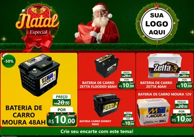 Modelo de Encarte para Encarte A4 Horizontal com o tema Natal Especial para Baterias Elétricas