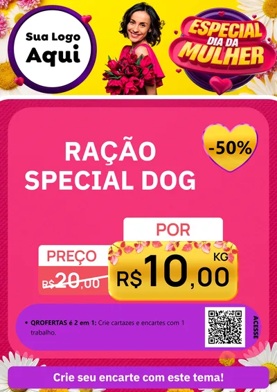 Modelo de Cartaz para Cartaz A4 Vertical com o tema Especial Dia da Mulher para Pet Shop