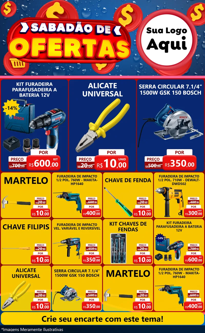 Modelo de Encarte para Encarte Grande com o tema Sabadão de Ofertas para Maquinas e Ferramentas