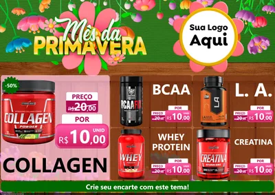 Modelo de Encarte para Encarte A4 Horizontal com o tema Mês da Primavera para Suplementos alimentares