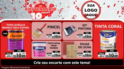 Modelo de TV para TV Horizontal com o tema Promoção de Aniversário - 10 Anos para Tintas e Ferramentas