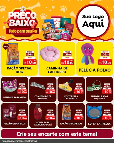 Modelo de Rede Social para Feed Instagram com o tema Preço Baixo - Tudo Para Seu Pet para Pet Shop
