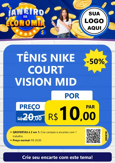 Modelo de Cartaz para Cartaz A4 Vertical com o tema Janeiro da Economia para Calçados