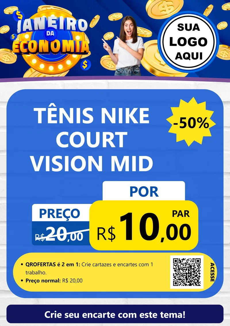 Modelo de Cartaz para Cartaz A4 Vertical com o tema Janeiro da Economia para Calçados