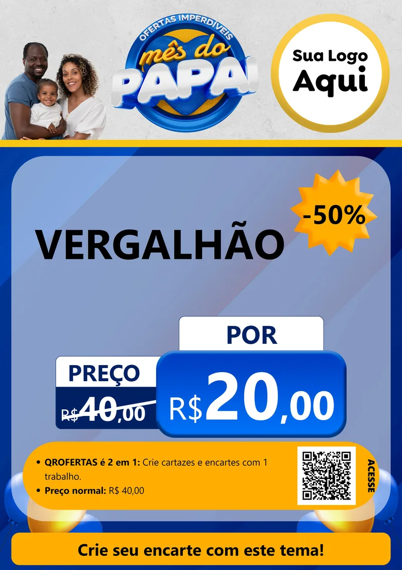 Modelo de Cartaz para Cartaz A4 Vertical com o tema Ofertas Imperdíveis Mês Do Papai para Ferragens