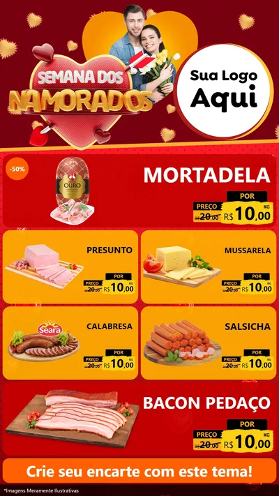 Modelo de TV para TV Vertical com o tema Semana dos Namorados para Frios e Laticínios